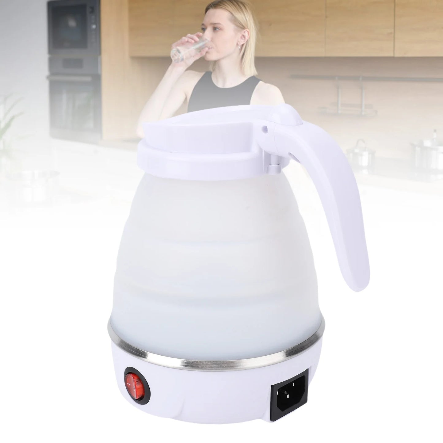 Foldable Kettle for Travel, Portable Collapsible 600ML Kettle with Shut-Off