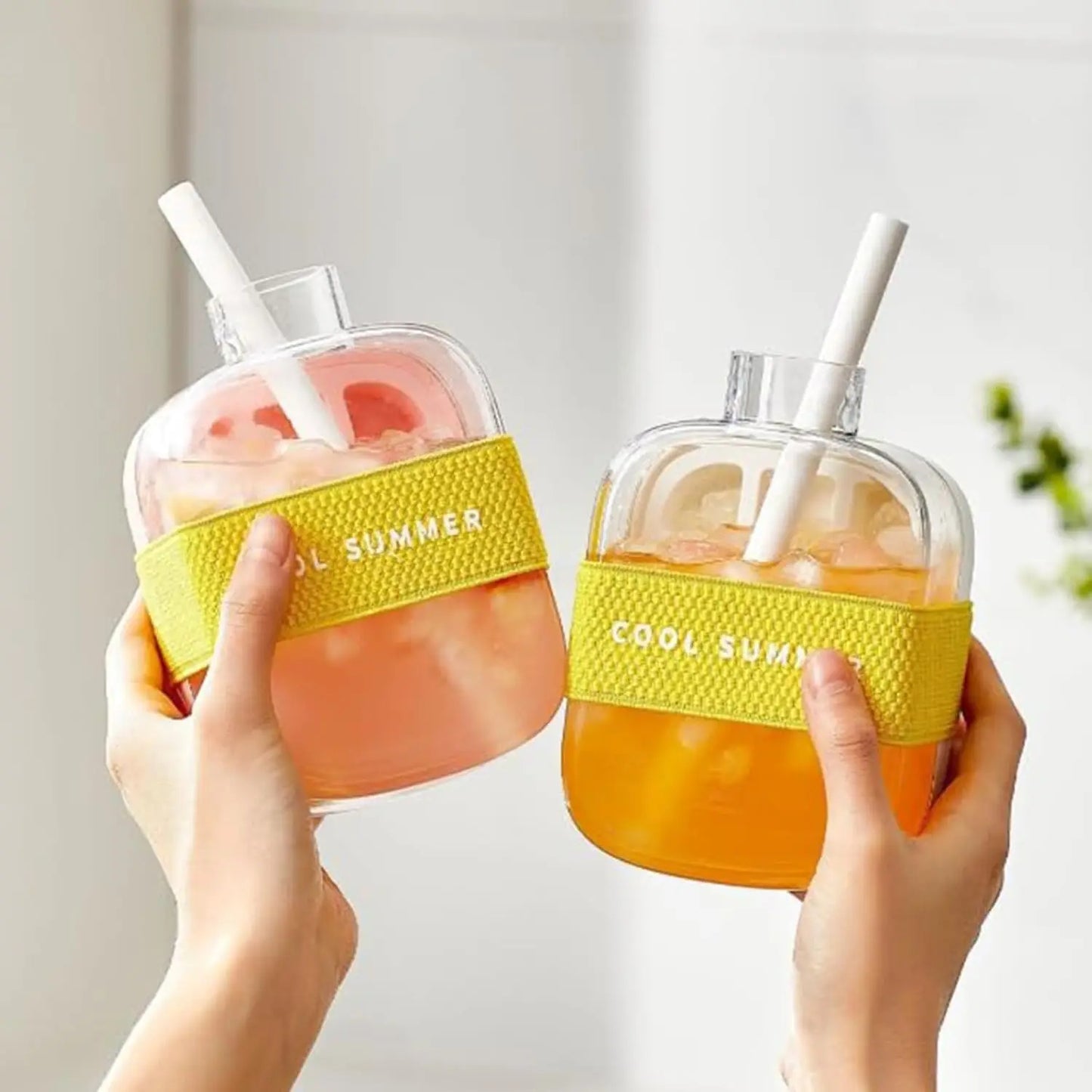 Summer Ice Cube Tray With Straw 2-in-1 Ice Cube Maker Bottle