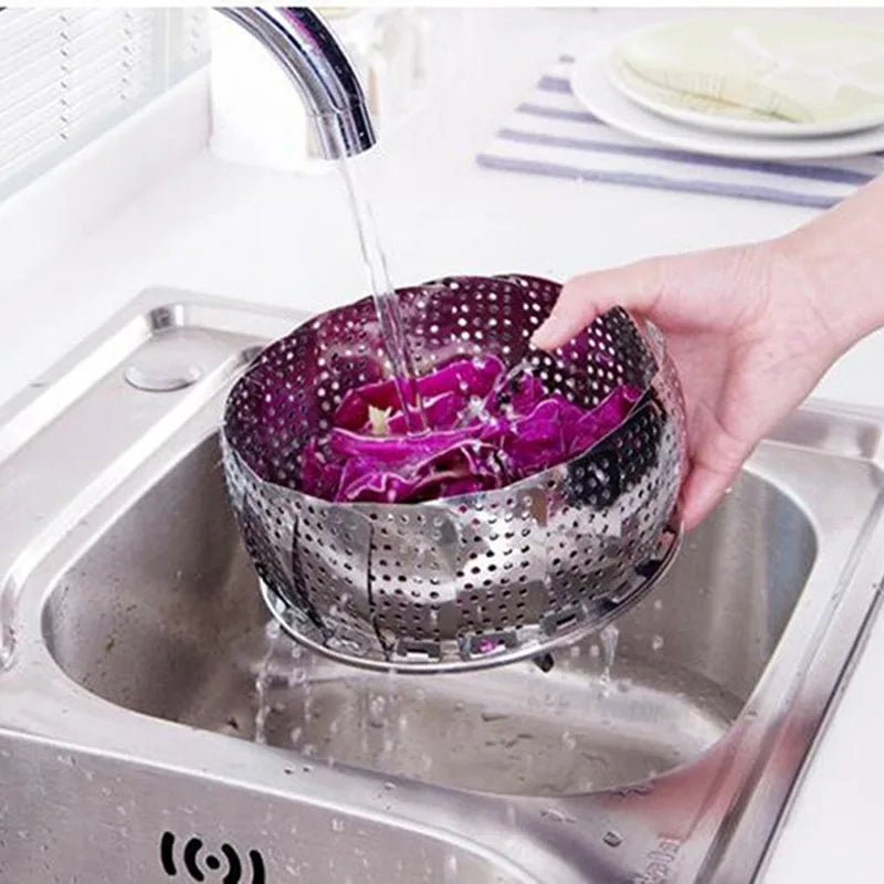Stainless Steel Multifunctional Steamer Plate Retractable Folding