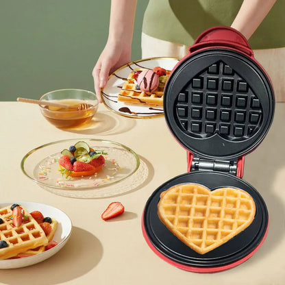 Mini breakfast machine heart shape round waffle machine