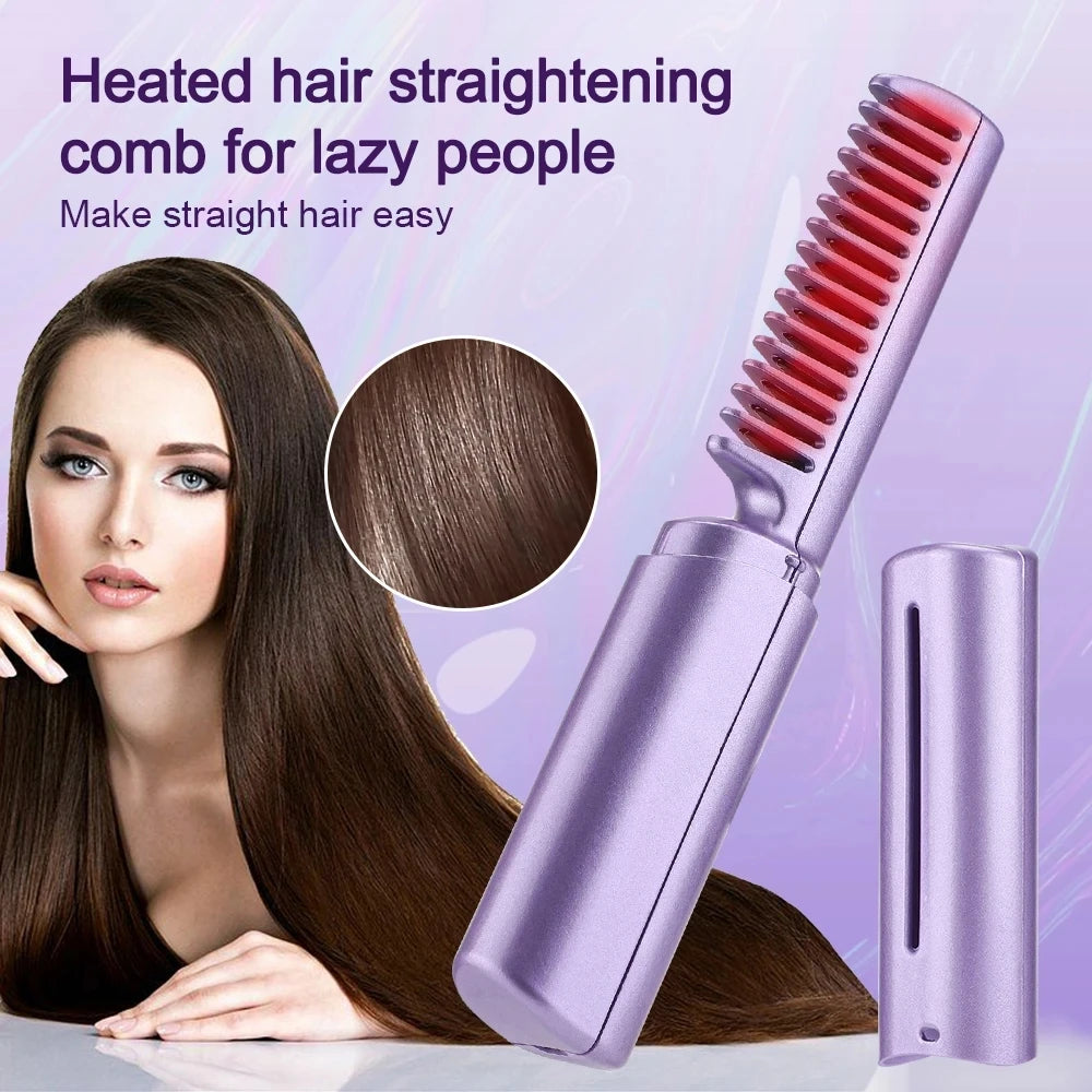 2-In-1 Wireless Straightening Comb Portable Wireless Electric Hair Brushes