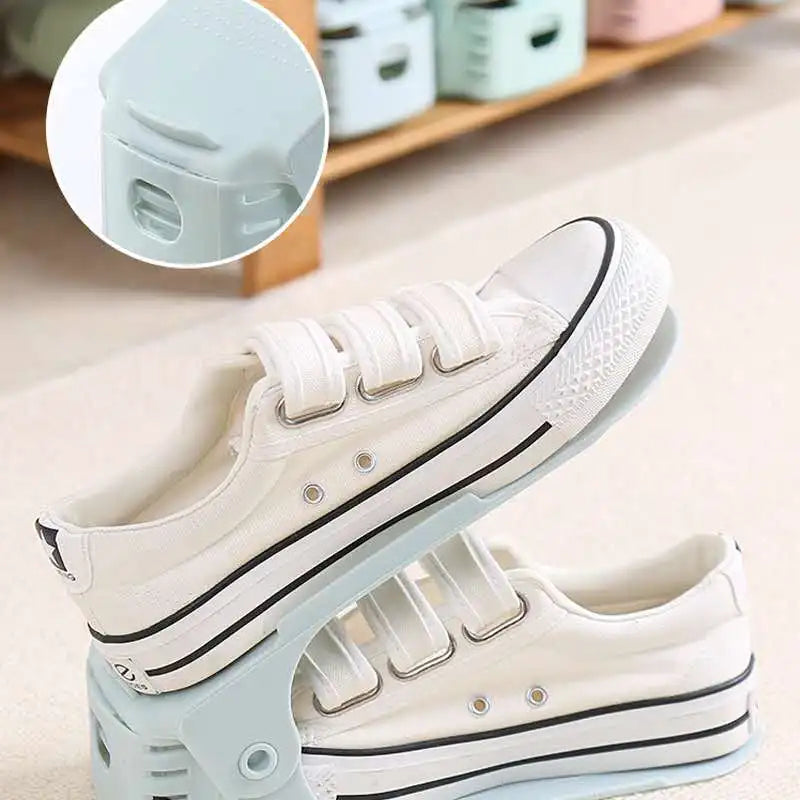 Pack of 2 – Adjustable Shoe Stacker Organizer | Space-Saving Shoe Storage Rack