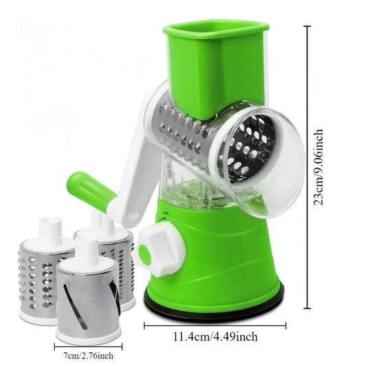 3-in-1 Rotating Cheese Grater Multi-Function Manual Vegetable Slicer