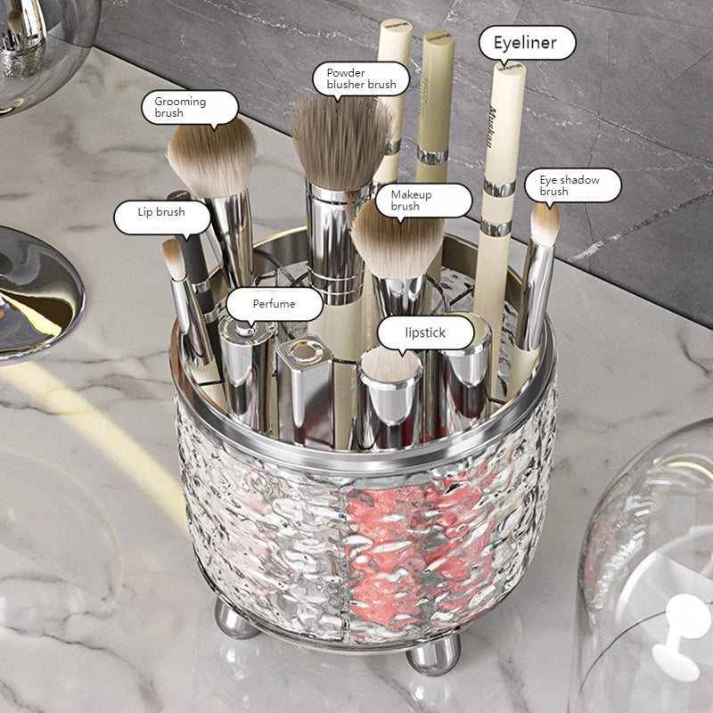 360 Rotating Makeup Brush Holder with Lid