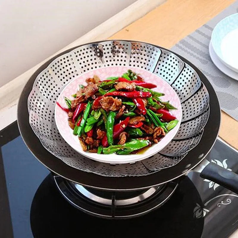 Stainless Steel Multifunctional Steamer Plate Retractable Folding