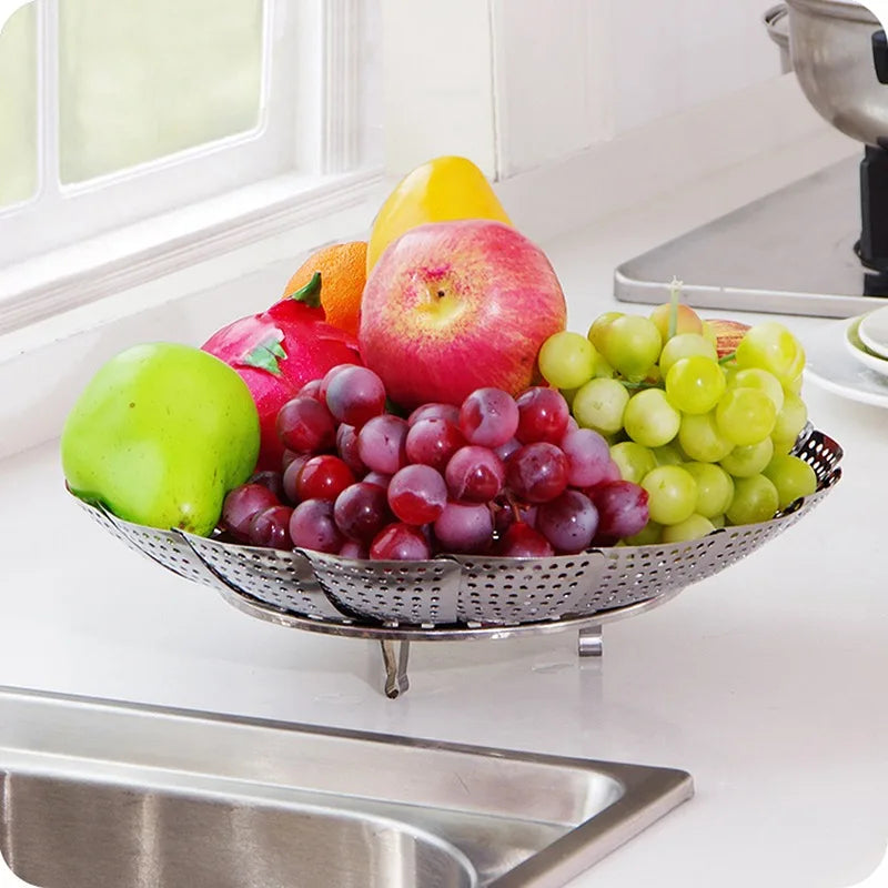 Stainless Steel Multifunctional Steamer Plate Retractable Folding