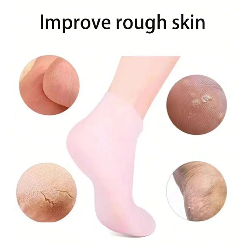 Pack of 2 – Silicone Moisturizing Foot Socks for Dry & Cracked Heels