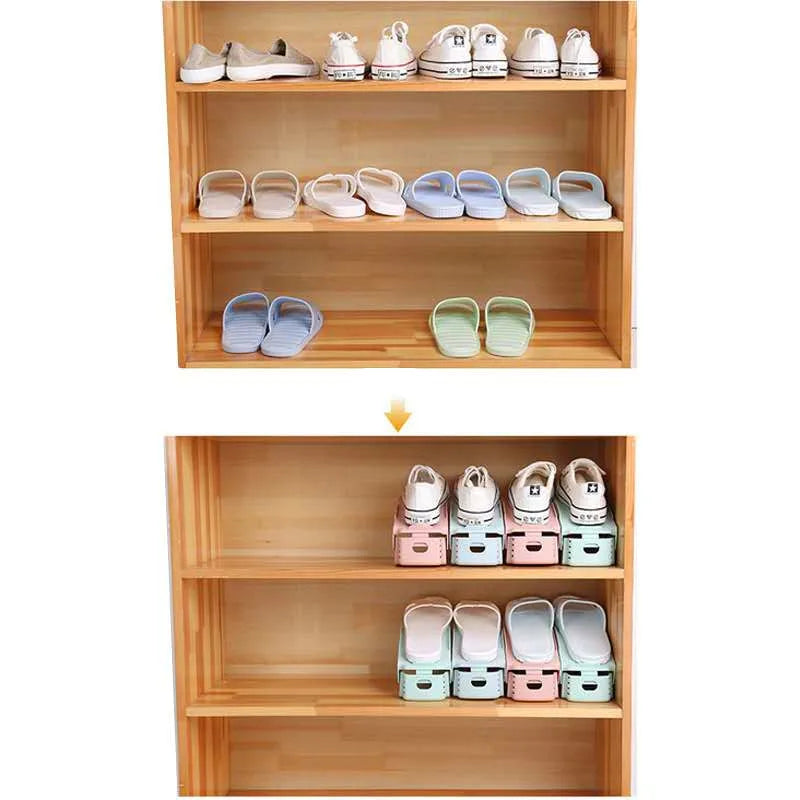 Pack of 2 – Adjustable Shoe Stacker Organizer | Space-Saving Shoe Storage Rack