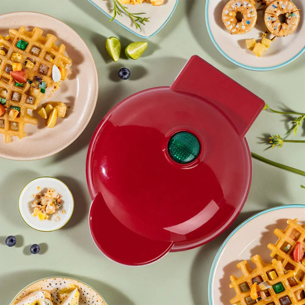 Mini breakfast machine heart shape round waffle machine