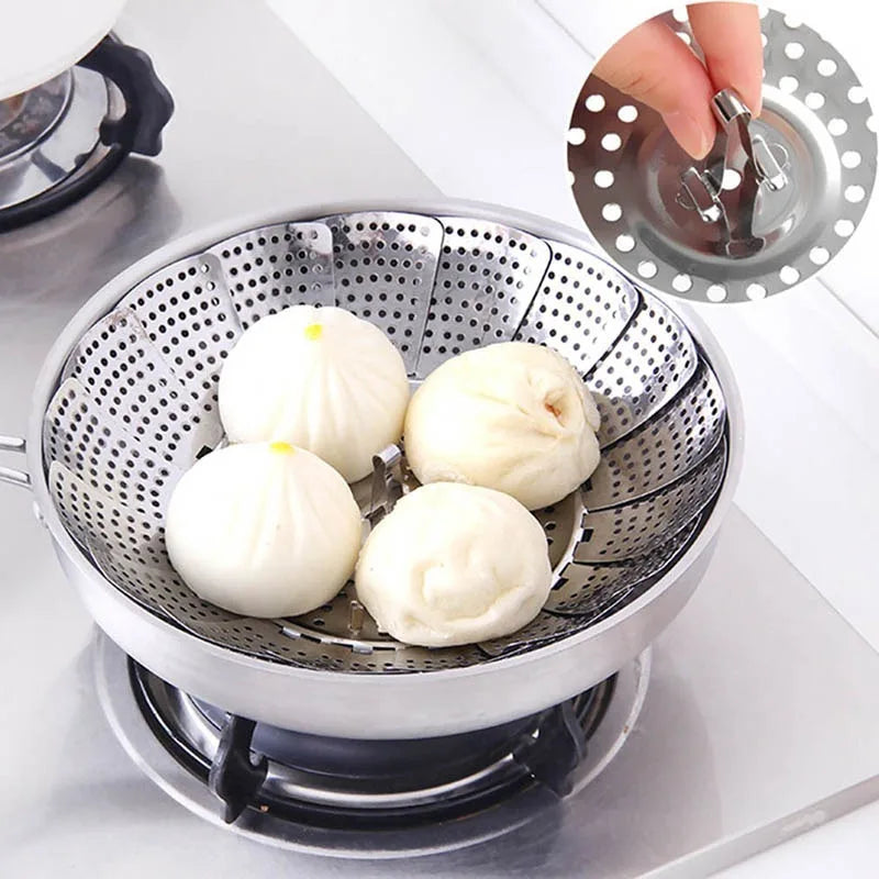 Stainless Steel Multifunctional Steamer Plate Retractable Folding