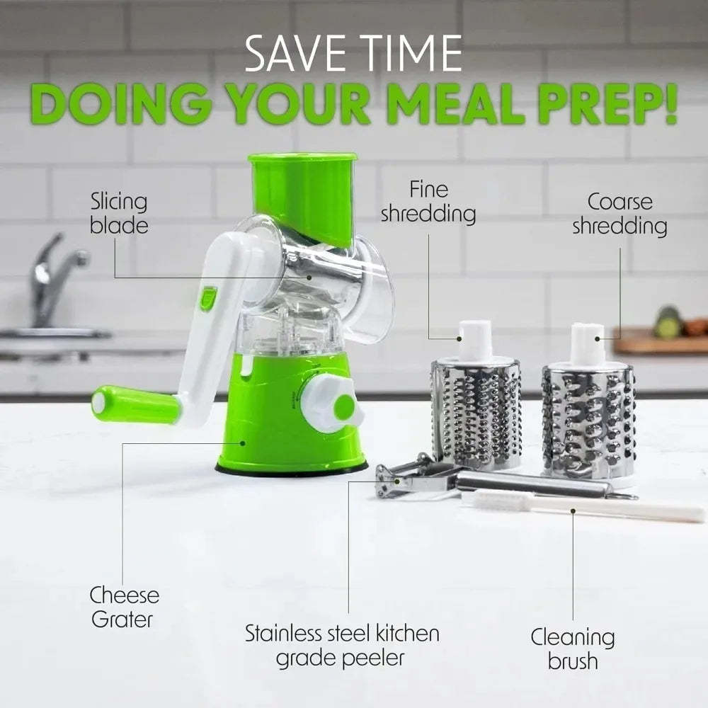 3-in-1 Rotating Cheese Grater Multi-Function Manual Vegetable Slicer