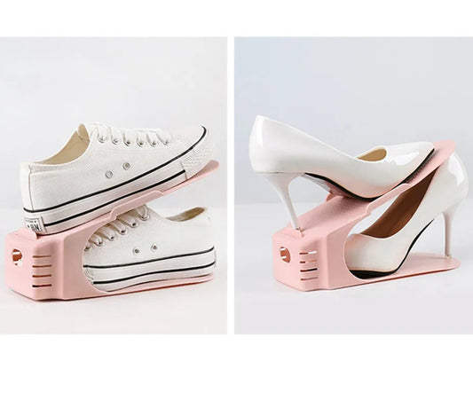 Pack of 2 – Adjustable Shoe Stacker Organizer | Space-Saving Shoe Storage Rack