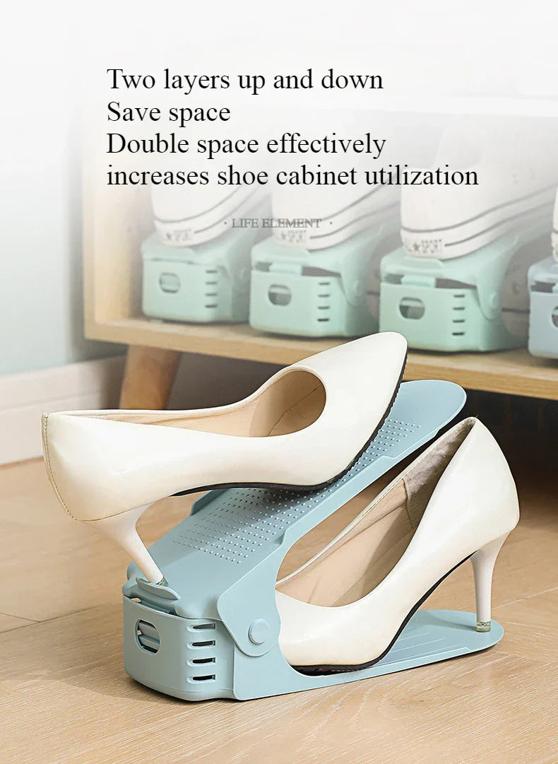 Pack of 2 – Adjustable Shoe Stacker Organizer | Space-Saving Shoe Storage Rack