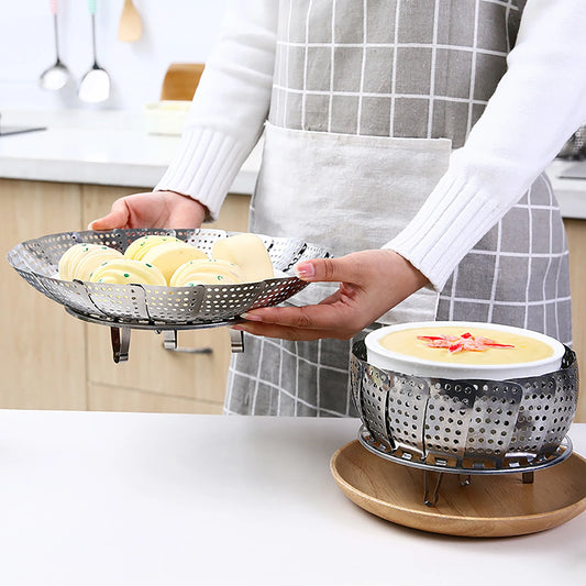 Stainless Steel Multifunctional Steamer Plate Retractable Folding