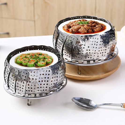 Stainless Steel Multifunctional Steamer Plate Retractable Folding